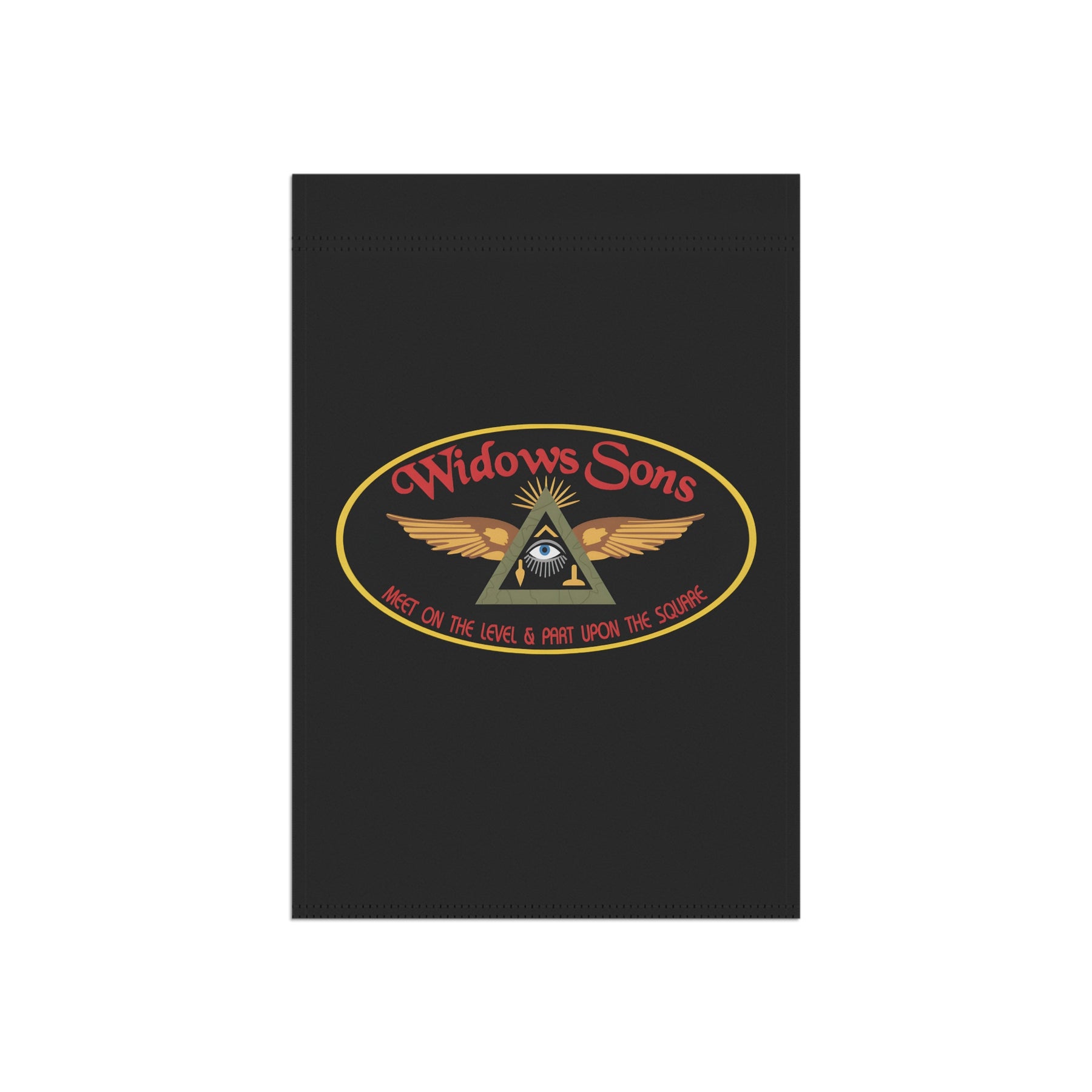 Widows Sons Yard Flag - Black Printed Poly Poplin - Bricks Masons