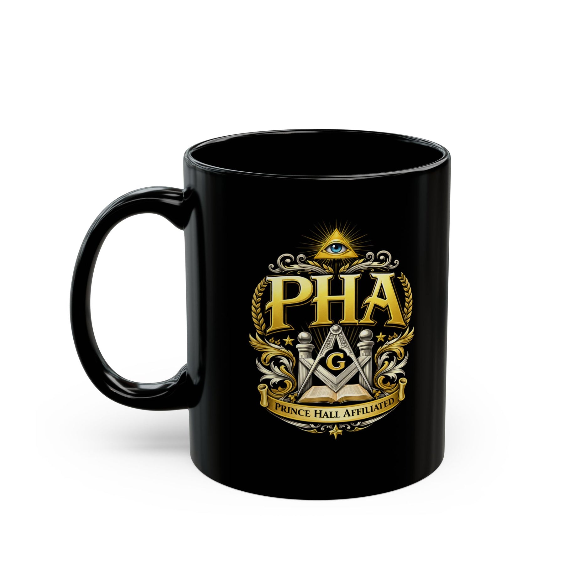 Master Mason Blue Lodge Mug - PHA Square & Compass G & Eye