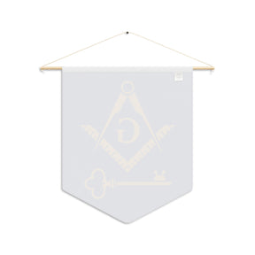 International Masons Pennant - Square and Compass G on Blue Polyester Twill - Bricks Masons