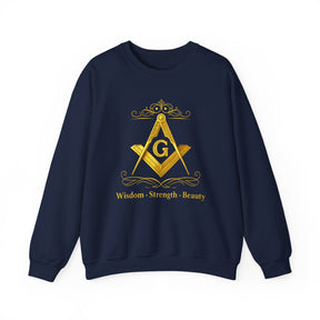 Master Mason Blue Lodge Sweatshirt – Weisheit, Stärke und Schönheit, Winkelmaß und Zirkel G