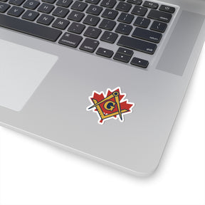 Master Mason Blue Lodge Canada Jurisdiction Sticker Decal - Maple Leaf & Golden S&C - Bricks Masons