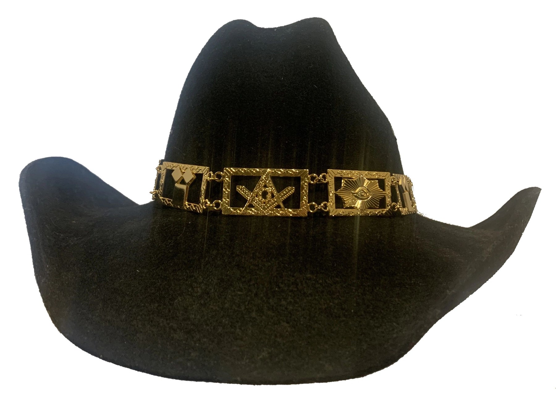 Master Mason Blue Lodge Hatband - Gold Jeweled - Bricks Masons