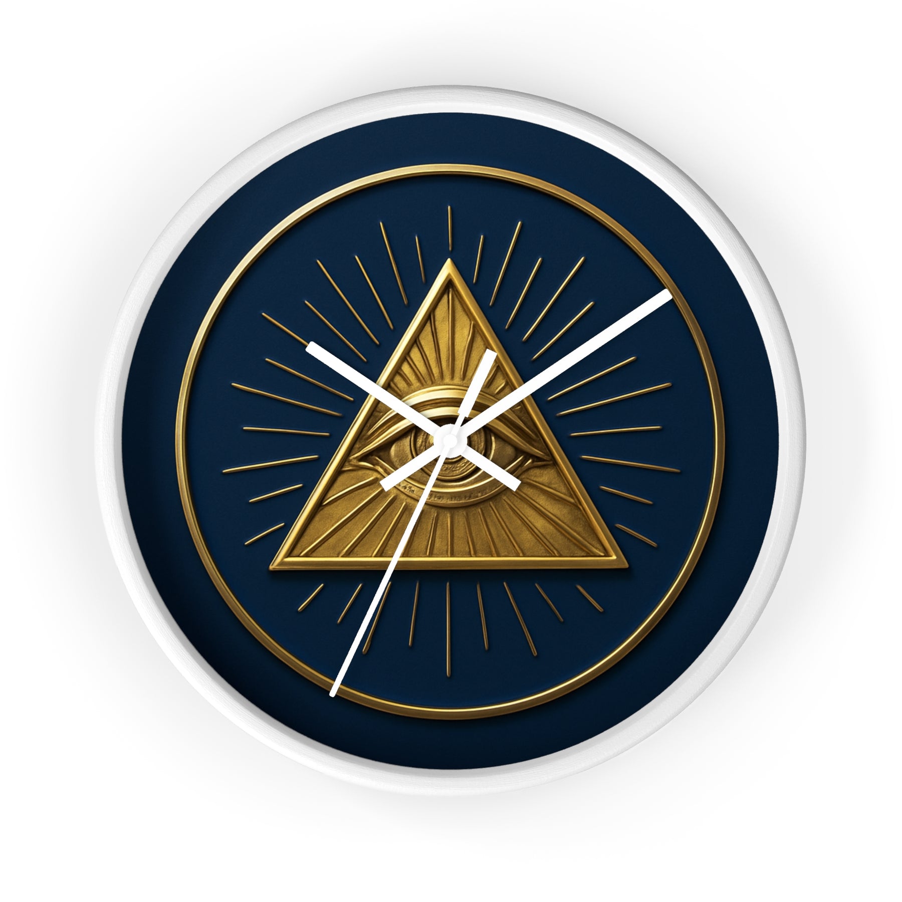 Eye of Providence Clock - Pyramid with All Seeing Eye Design on Wooden Frame - Bricks Masons