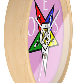 OES Clock - Pink Dial with OES Emblem and Inscription - Bricks Masons