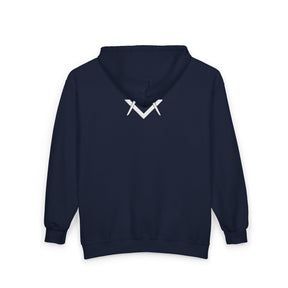 Master Mason Blue Lodge Hoodie - Zip Up Jacket Square & Compass with Personalization - Bricks Masons