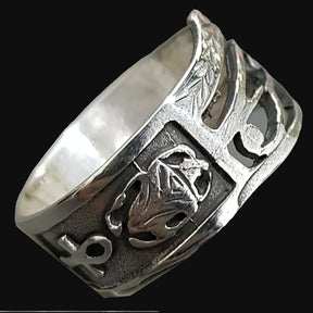 Horus Eye Ring Silver Ankh Scarab 5 Gr 1.5 X Cm Art 872 - Bricks Masons