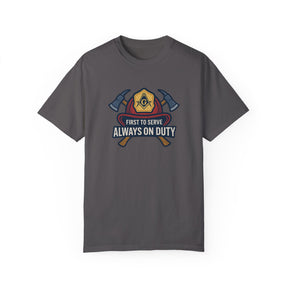 Master Mason Blue Lodge T-Shirt - Garment-Dyed Firefighter Tee - Bricks Masons