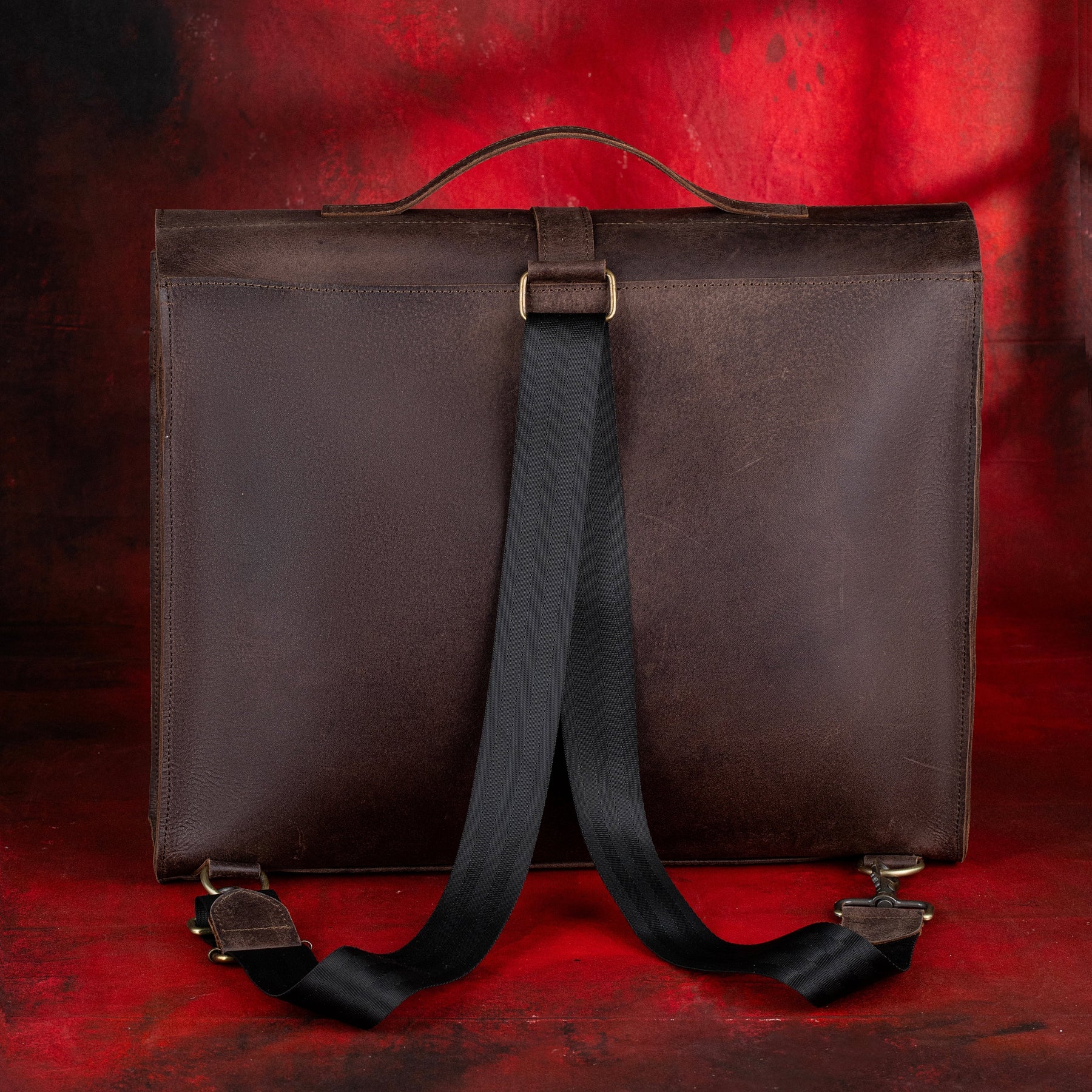 Order Of Malta Briefcase - Genuine Cow Leather Convertible Bag - Bricks Masons