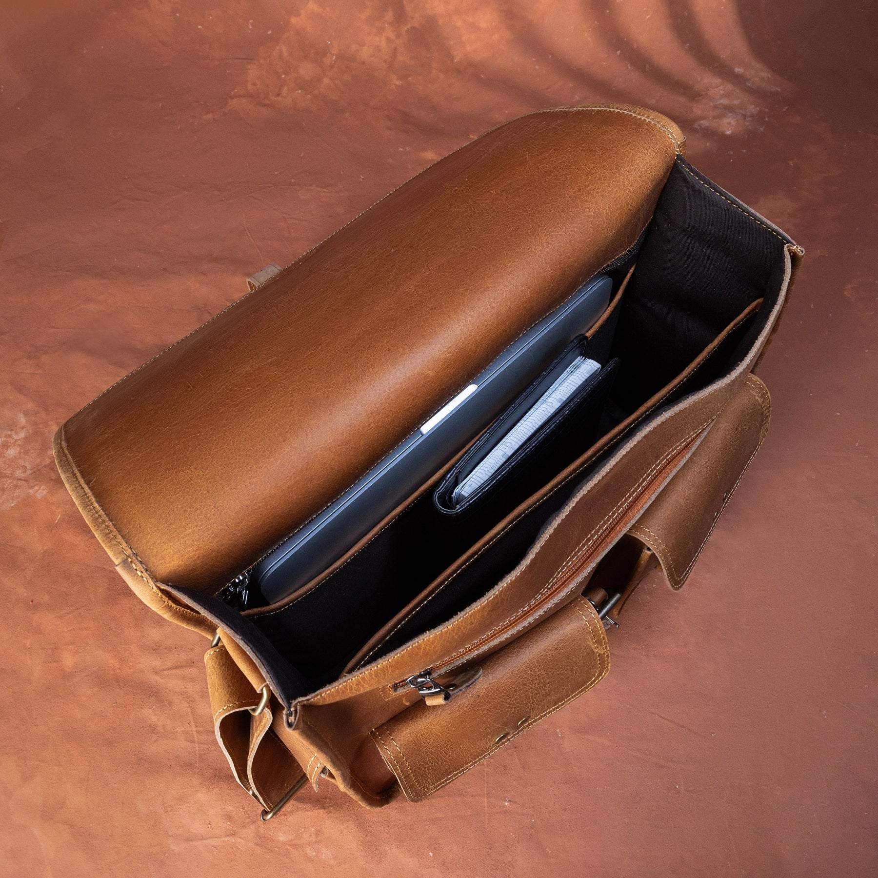 Shriners Briefcase - Genuine Leather Crazy Horse Finish - Bricks Masons