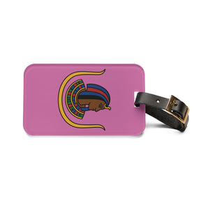 DOI Luggage Tag - Pink With Black Leather Strap - Bricks Masons