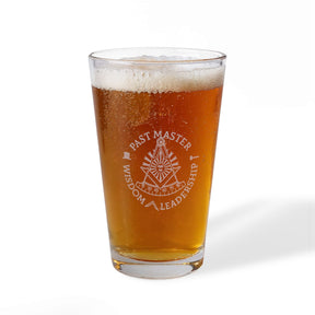 Past Master Blue Lodge Pint Glass - Wisdom Leadership S&C Quadrant Sun Emblem - Bricks Masons
