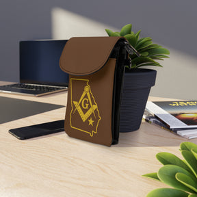 Master Mason Blue Lodge Cell Phone Wallet - Georgia Mason Microfiber Leather - Bricks Masons