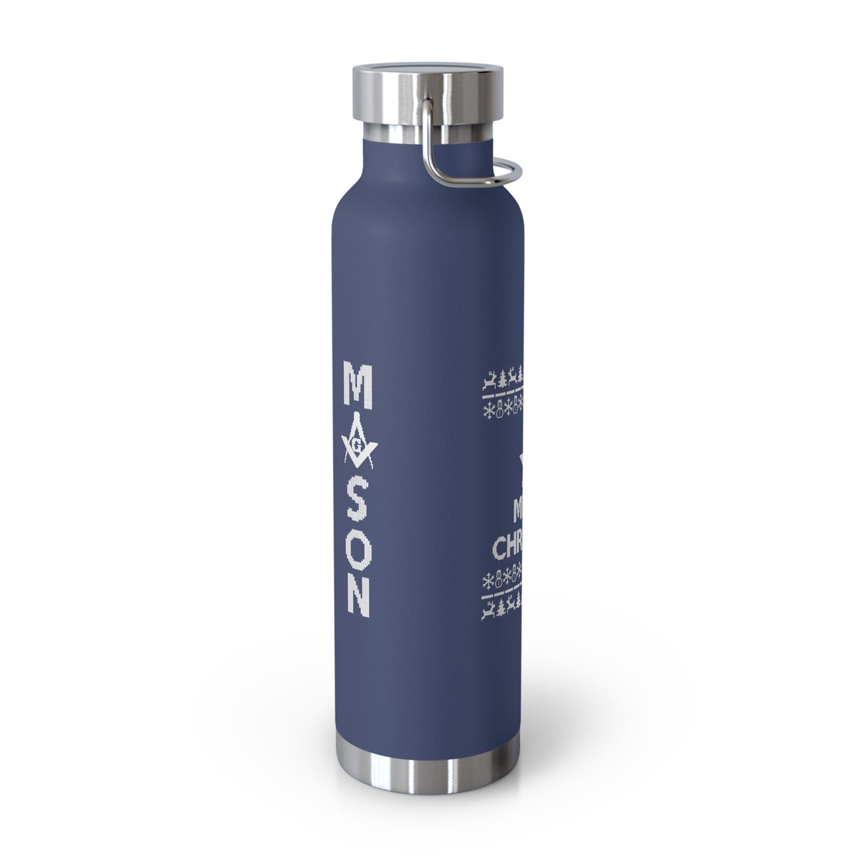 Master Mason Blue Lodge Flask - Merry Christmas Square & Compass G Copper Vacuum Insulated - Bricks Masons