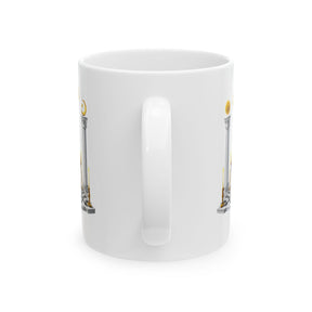 Meistermaurer-Blaue Logentasse – S&amp;C G Altarsäulen &amp; Auge auf kariertem Boden