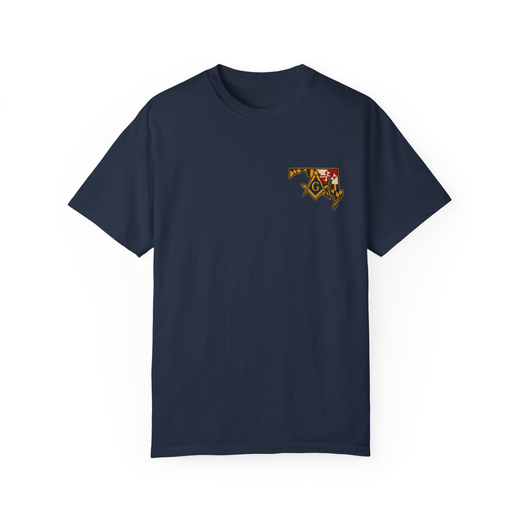 Master Mason Blue Lodge T-Shirt - Garment-Dyed Maryland Mason - Bricks Masons