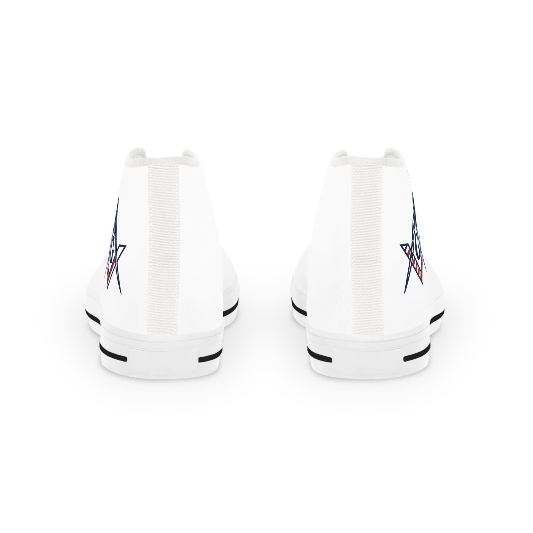 Master Mason Blue Lodge Sneaker - High Top Black & White Sole with USA FLAG S&C G - Bricks Masons