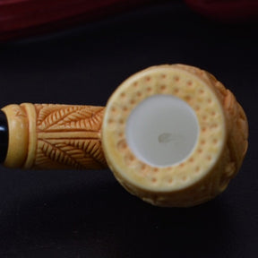 Master Mason Blue Lodge Meerschaum Pipe - Gold & Black Square and Compass G - Bricks Masons