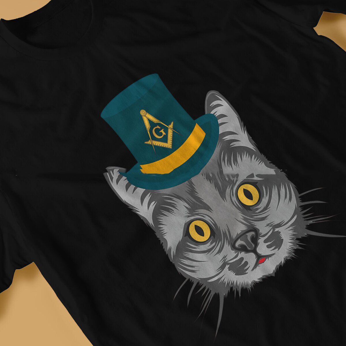 Master Mason Blue Lodge T-Shirt - Polyester Cat Design