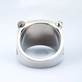 Ring des ehemaligen Meisters der Blue Lodge – Quadrant &amp; Kompass Sonne mit zwei Säulen, Sterlingsilber