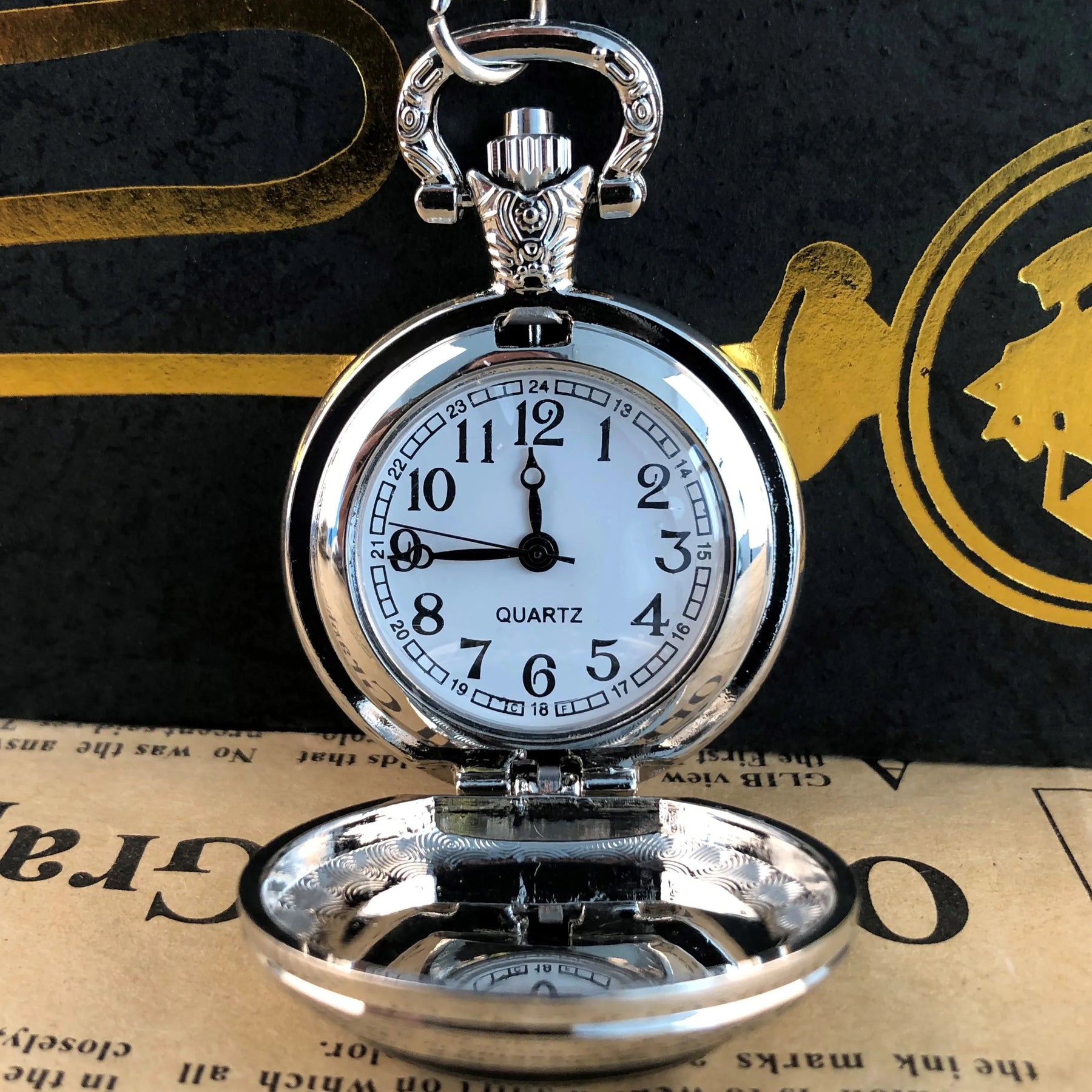 Master Mason Blue Lodge Pocket Watch - Quartz Square & Compass Logo - Bricks Masons