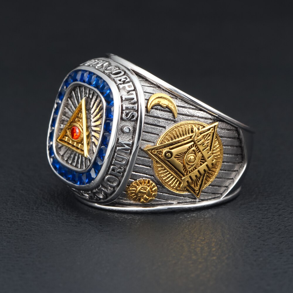 Master Mason Blue Lodge Ring / 33rd Degree Scottish Rite / Eye Of providence Ring -  925 Sterling Silver - Bricks Masons