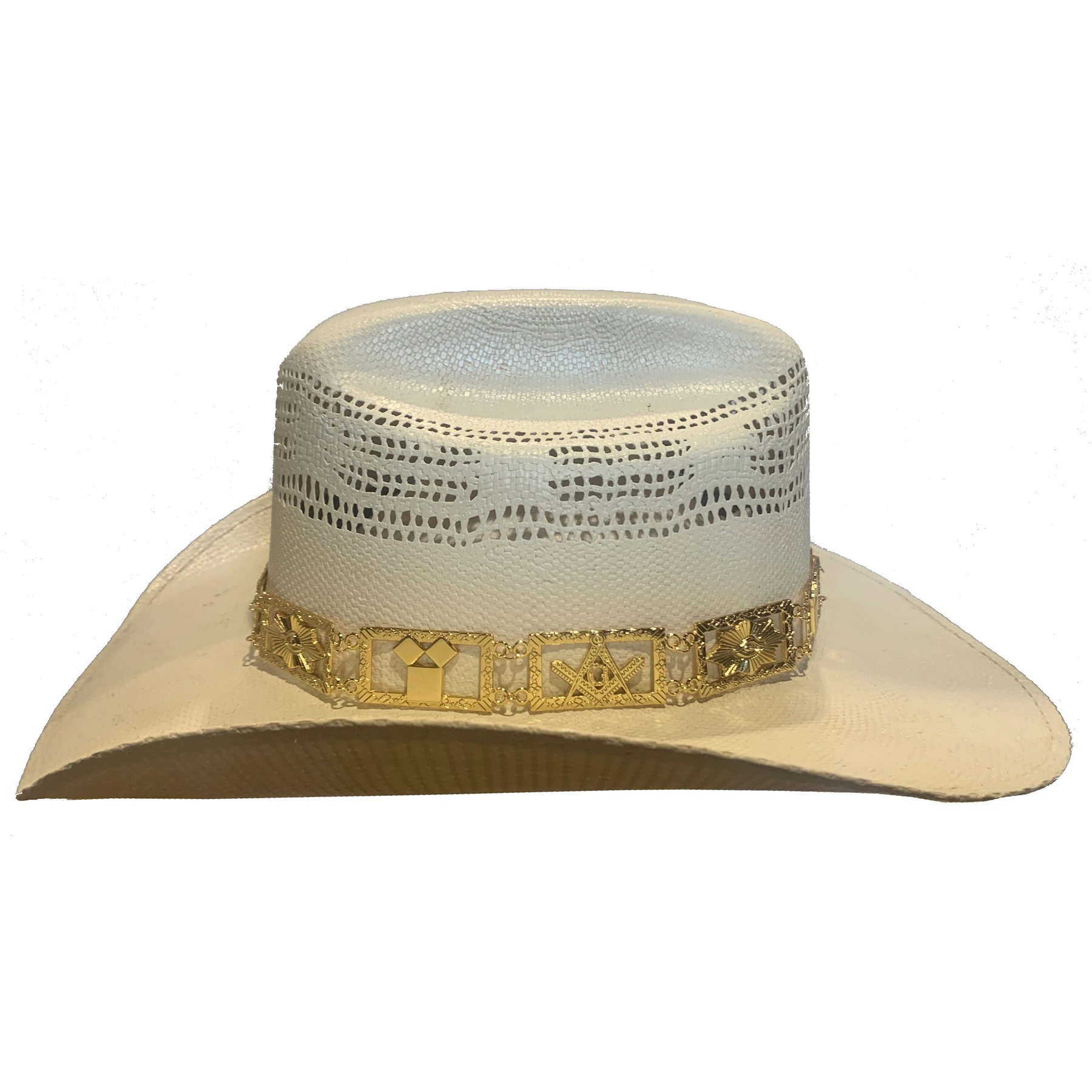 Master Mason Blue Lodge Hatband - Gold Jeweled - Bricks Masons