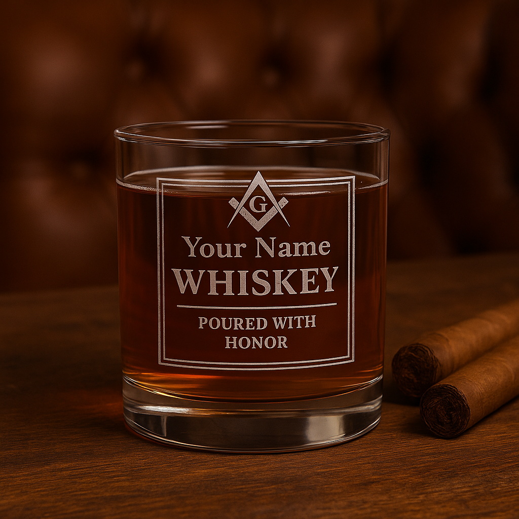 Master Mason Blue Lodge Whiskyglas – Mit Ehre eingeschenkt S&amp;C G mit Personalisierung