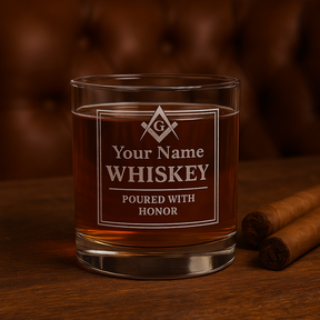Master Mason Blue Lodge Whiskyglas – Mit Ehre eingeschenkt S&amp;C G mit Personalisierung