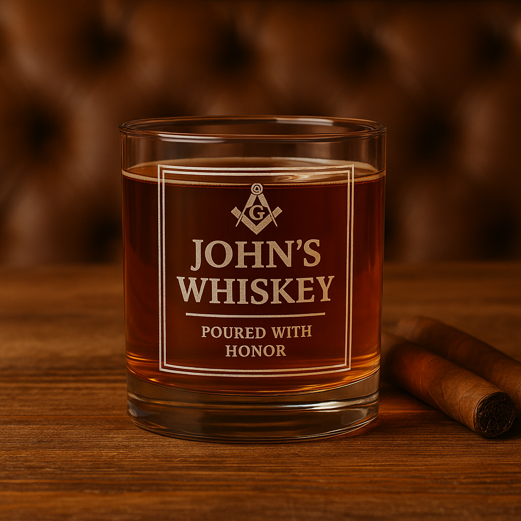 Master Mason Blue Lodge Whiskyglas – Mit Ehre eingeschenkt S&amp;C G mit Personalisierung
