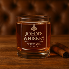 Master Mason Blue Lodge Whiskyglas – Mit Ehre eingeschenkt S&amp;C G mit Personalisierung