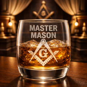 Master Mason Blue Lodge Whiskyglas - Winkelmaß &amp; Zirkel G