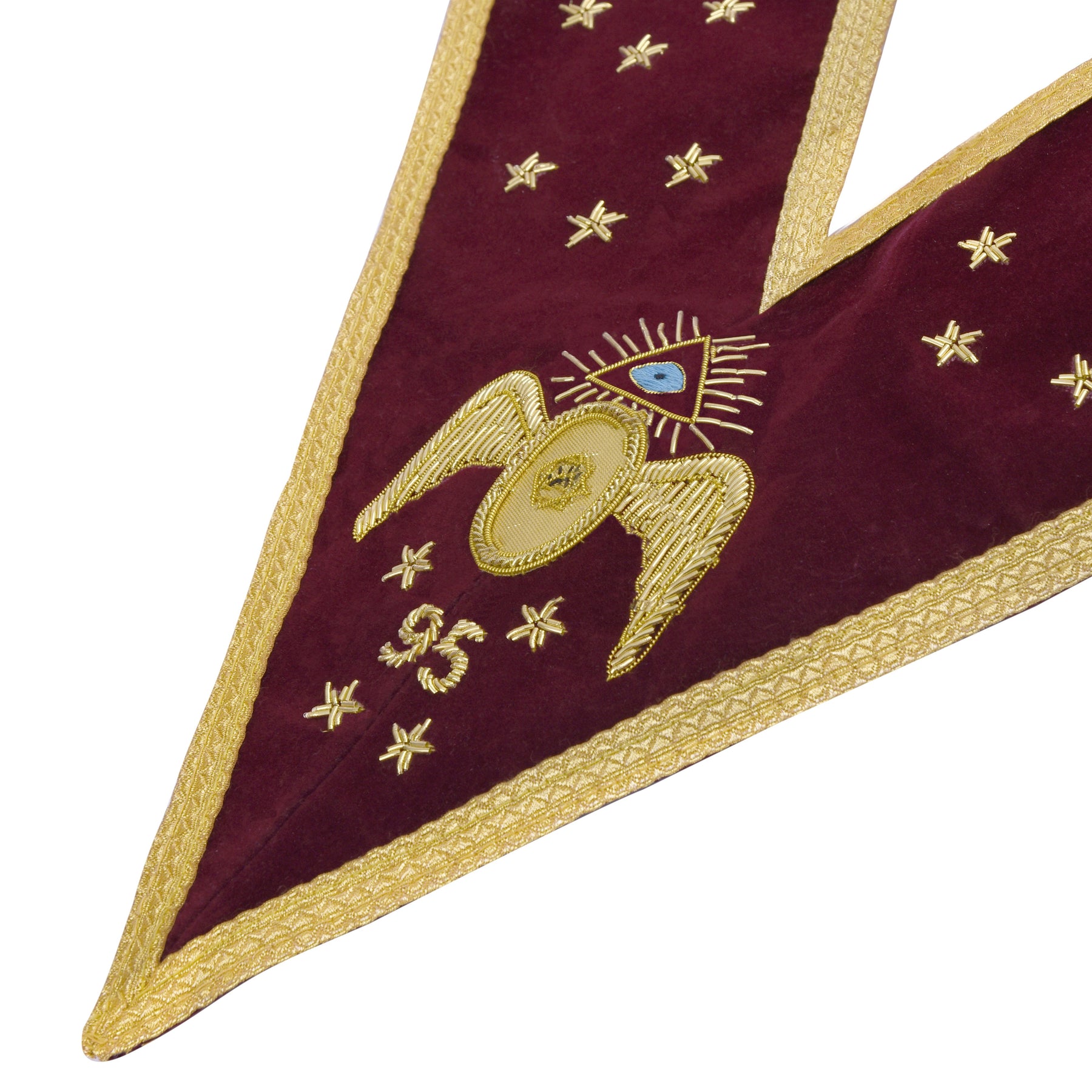 95th Degree Memphis Misraim French Regulation Regalia Set - Burgundy & Gold Hand Embroidery