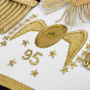 95th Degree Memphis Misraim French Regulation Apron - Maroon Velvet With Gold Hand Embroidery Bullion