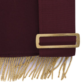 95th Degree Memphis Misraim French Regulation Apron - Maroon Velvet With Gold Hand Embroidery Bullion