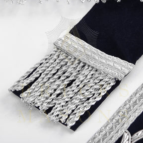 Chaplain Blue Lodge Officer Apron - Dark Blue With Silver Hand Embroidery Bullion - Bricks Masons