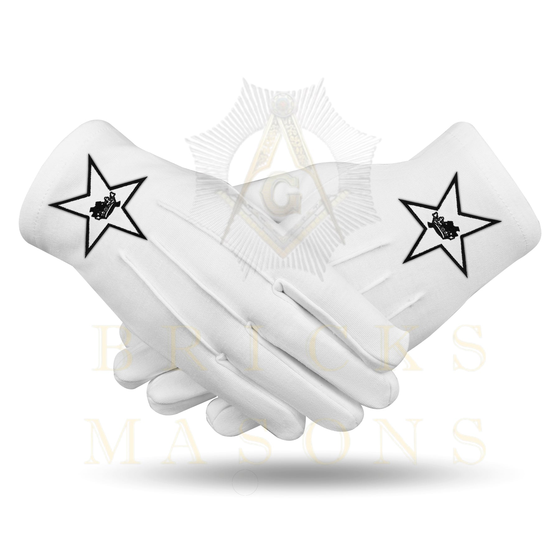Lady Knights HoTC Gloves - White Cotton With Star Patch - Bricks Masons