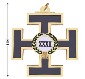32nd Degree Scottish Rite Collar Jewel - Gold Plated With Green Wreath - Bricks Masons