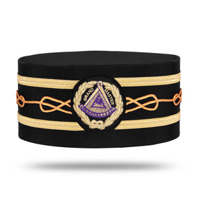 Grand Master Blue Lodge Crown Cap - Black Machine Embroidery Patch With Two Braids