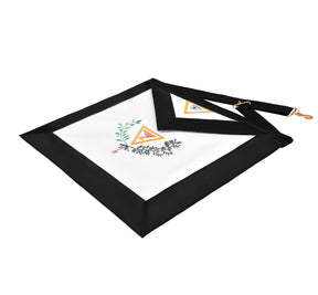 4th Degree Scottish Rite Apron - Black Moire Ribbon & Embroidered Wreath - Bricks Masons