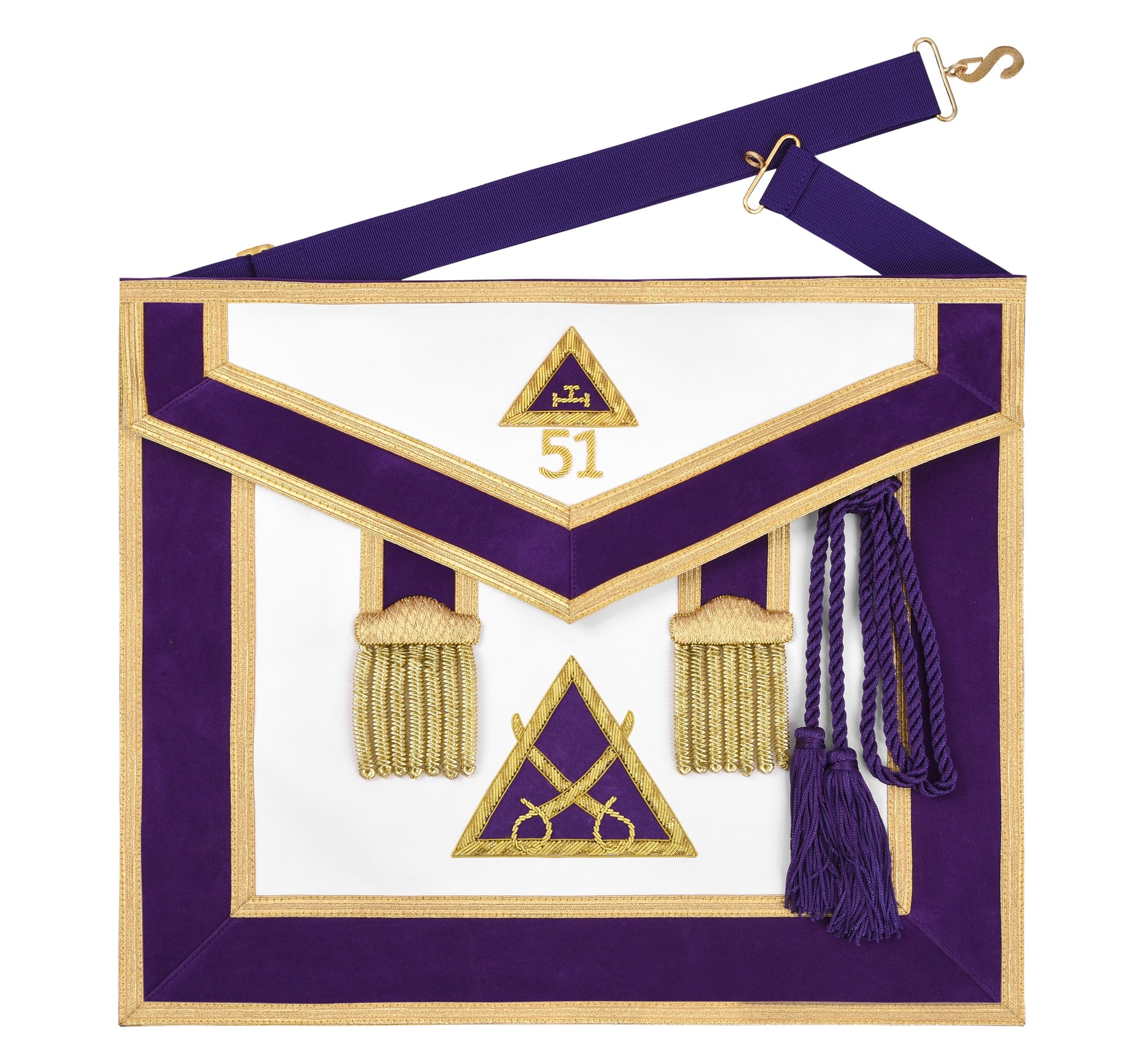 Captain Royal Arch Chapter Officer Apron - Bullion Hand Embroidery - Bricks Masons