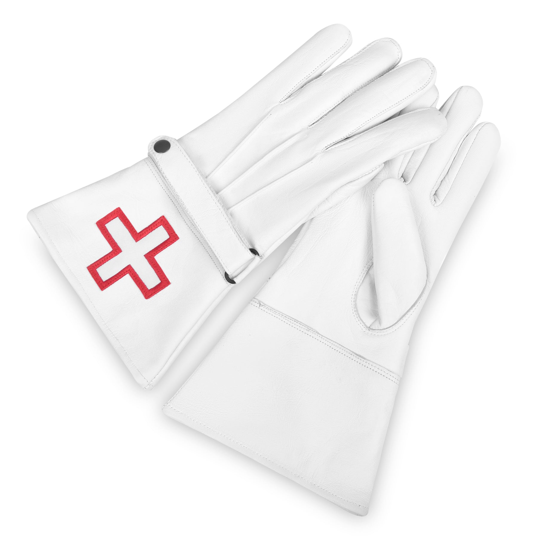 St. Thomas of Acon Gauntlet - White Leather with Wrist Strap