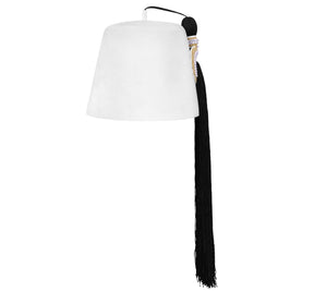 DOI Fez Hat - Pure White & Gold With Rhinestones (3 Rows as pictured) - Bricks Masons