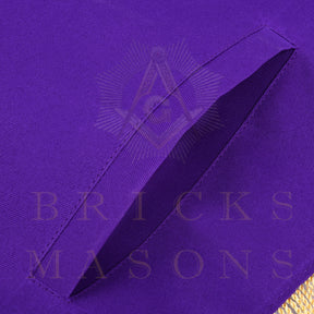 Past District Deputy Grand Master Blue Lodge Apron - Purple Velvet Golden Bullion With Wreath & Fringe - Bricks Masons