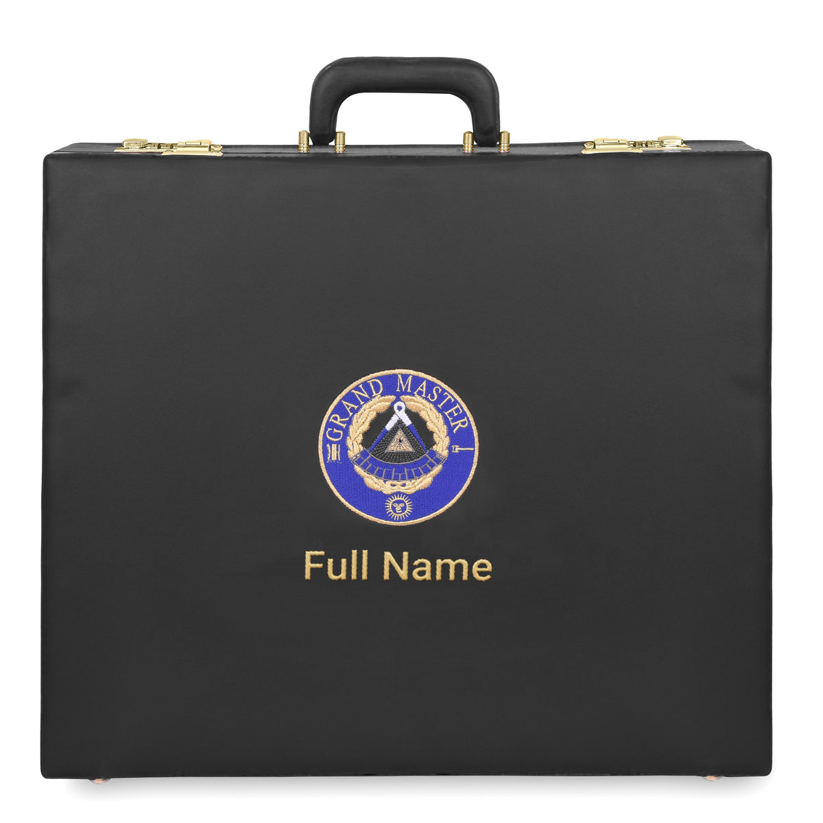 Grand Master Blue Lodge Apron Case - Machine Embroidery Blue Emblem Various Sizes & Materials - Bricks Masons