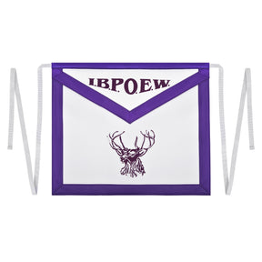 Elks of the World Apron - Purple Satin Borders With White Tape Ties