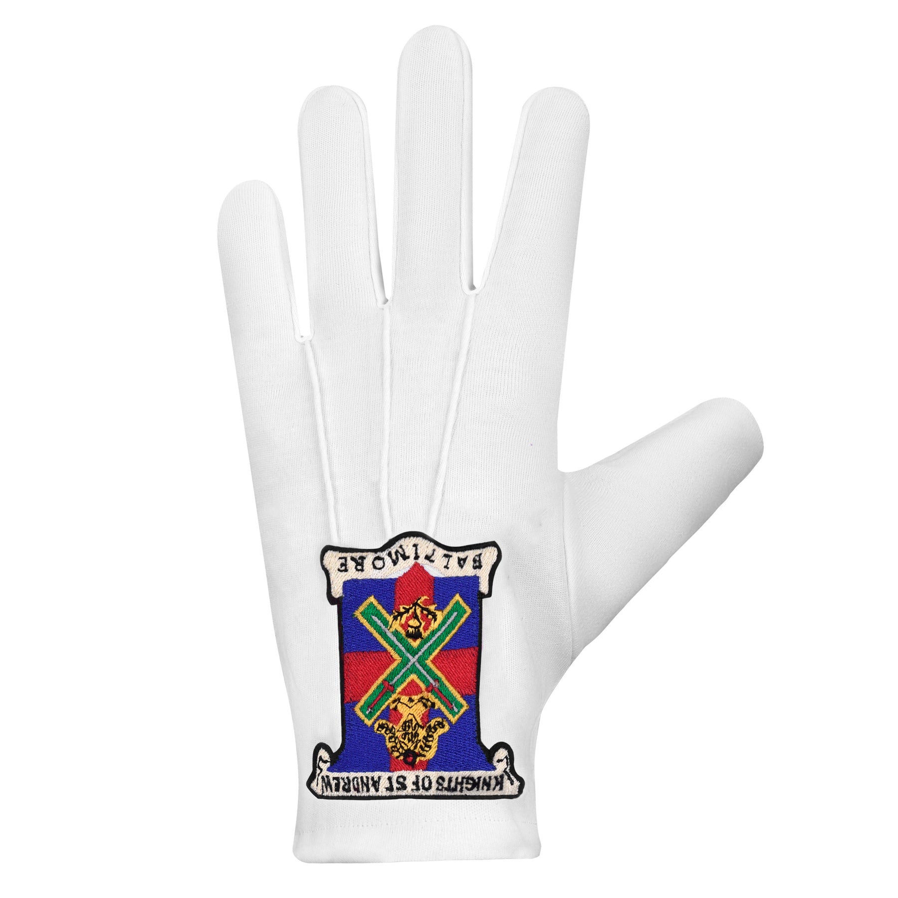 29th Degree Scottish Rite Gloves - White Cotton Knights of St. Andrew - Bricks Masons