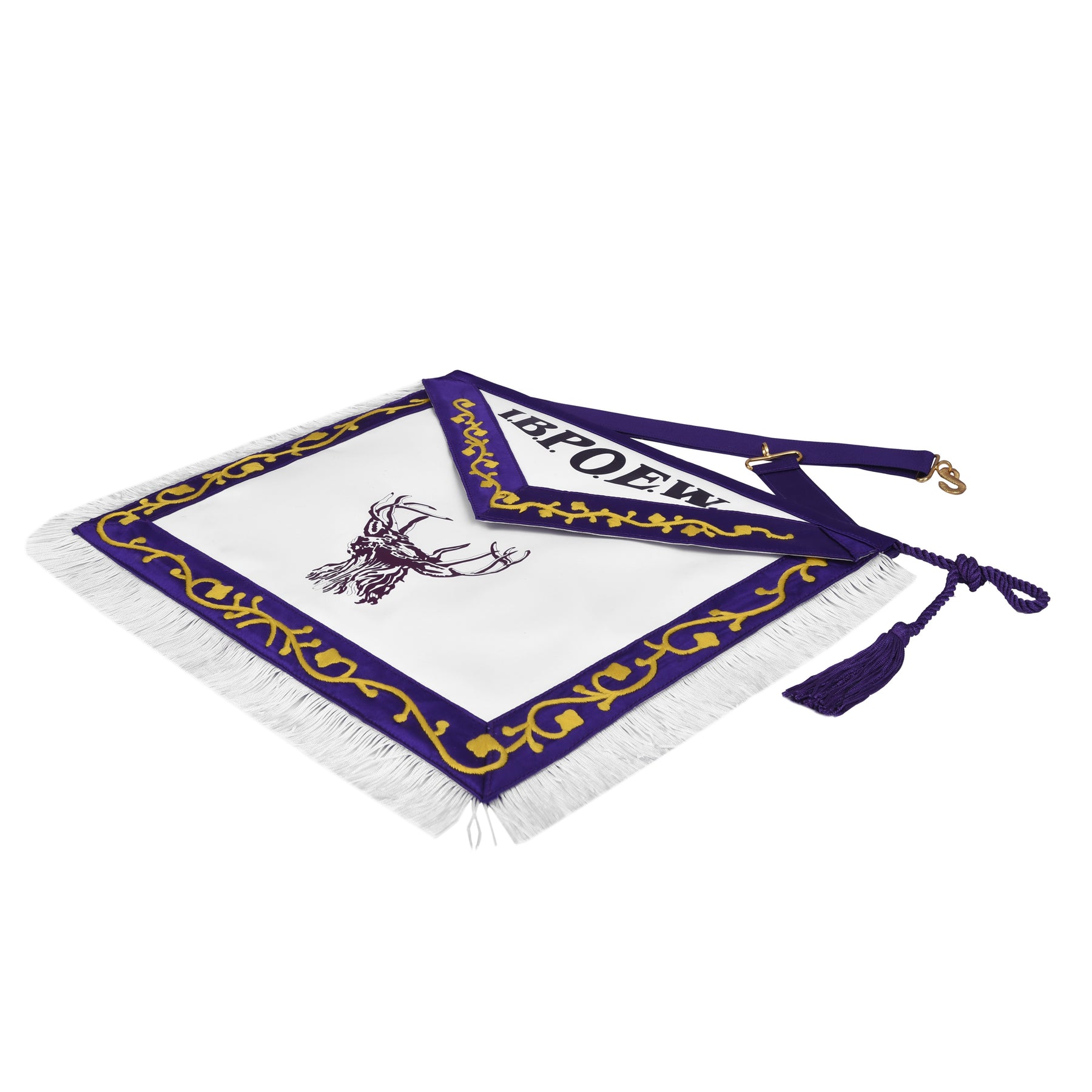 Elks of the World Apron - Satin Borders With Purple Cord Tassels