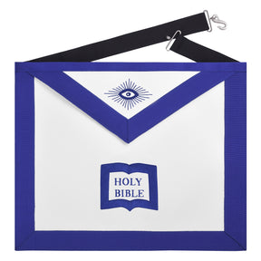 Chaplain Blue Lodge Officer Apron - Royal Blue With Black Waist Belt