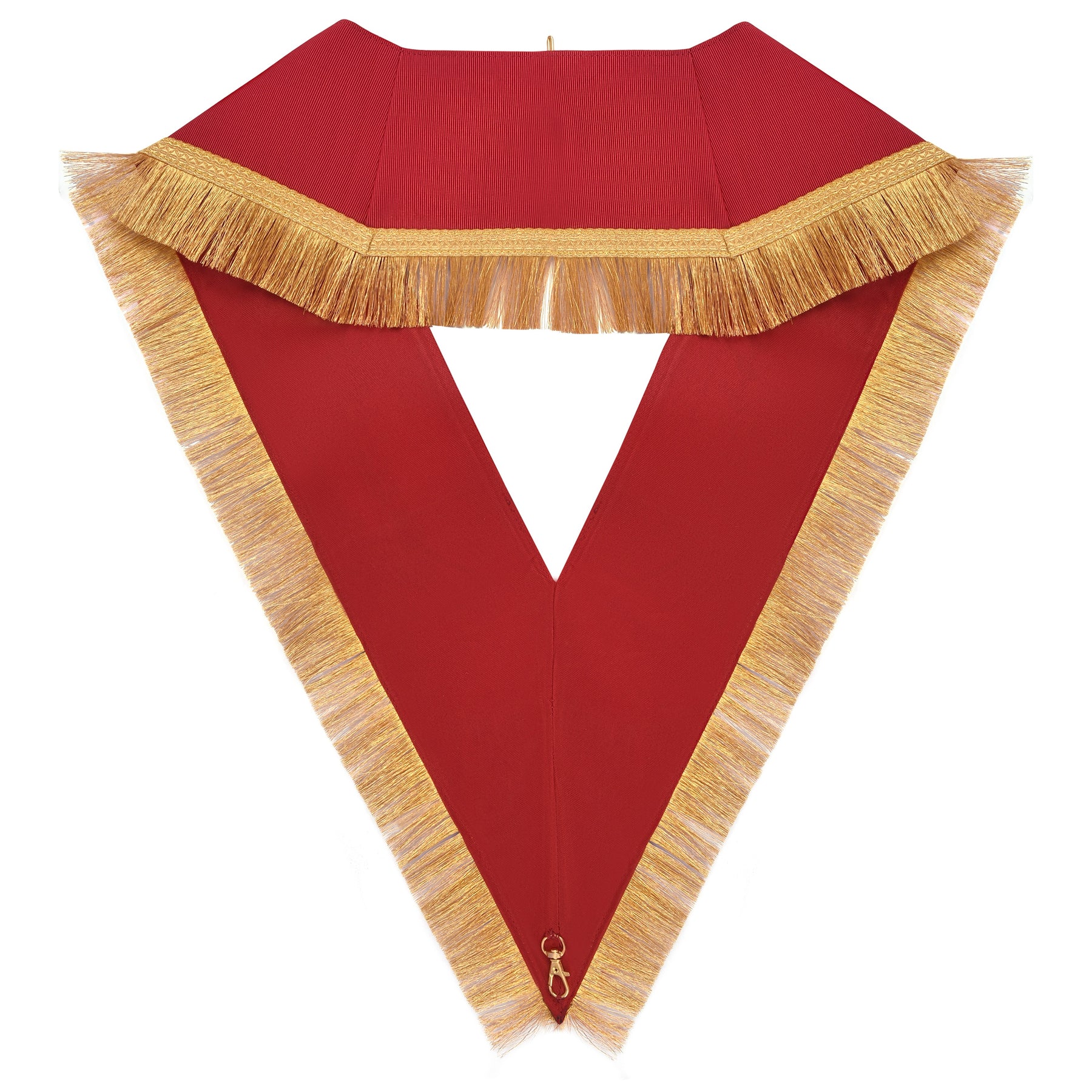 Master Mason Blue Lodge Collar - Red Ribbon Gold Braid & Fringe - Bricks Masons