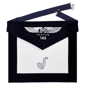 Senior Steward Officer Apron - Kenton Lodge Navy Velvet With Silver Embroidery Thread